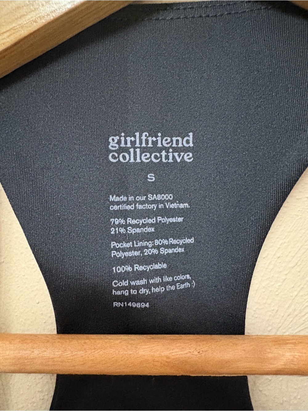 Girlfriend Collective Paloma Racerback Dress Black Size Small - Picture 8 of 8